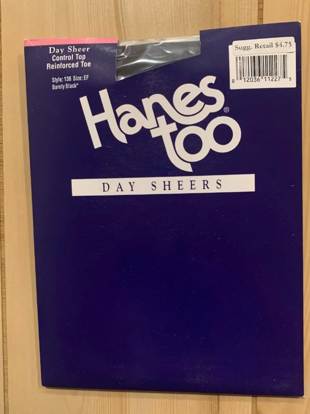 Vintage 90s Hanes Too Day Sheer Controller Top Reinforced Toe Pantyhose NIP EF